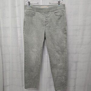 Soft Surroundings Green Gray Straight Leg Pullon Denim Pants Crop Rustic PL